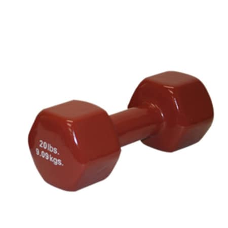 Fabrication Enterprises Fabrication Enterprises 10-0561 20 lbs Color-Coded Vinyl Coated Iron Dumbbell; Brown 10-0561